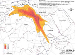 Mapa zasięgu stref uciążliwości hałasu lotniska