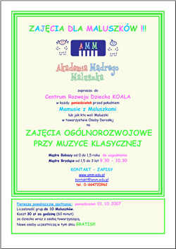  Ogólnorozwojowe Zajęcia z  Muzyką Klasyczną dla dzieci w CRD Koala Piaseczno