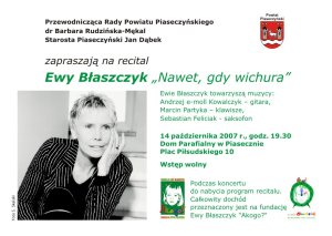 Recital Ewy Błaszczyk w Piasecznie - Nawet, gdy wichura