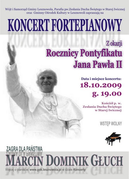 Koncert fortepianowy z okazji Rocznicy Pontyfikatu Jana Pawła II