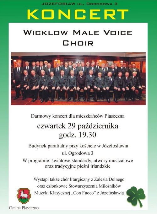 Męski chór WICKLOW MALE VOICE CHOIR w Józefosławiu