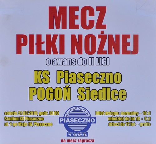 Mecz piłki nożnej KS Piaseczno - Pogoń Siedlce