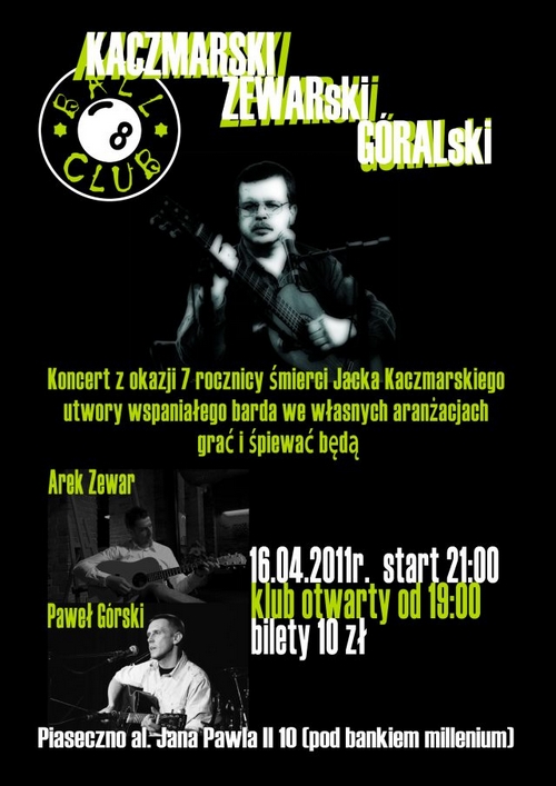 Koncert z okazji rocznicy śmierci Kaczmarskiego w 8 Ball Club Piaseczno