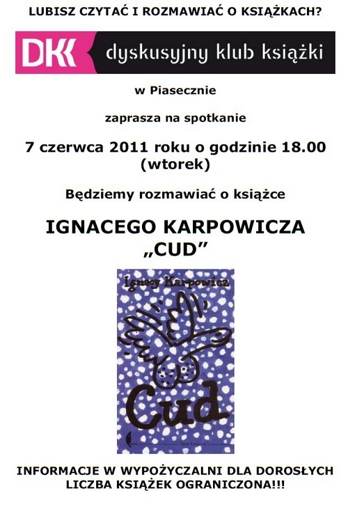 Spotkanie z Dyskusyjnym Klubem Książki - CUD Karpowicza