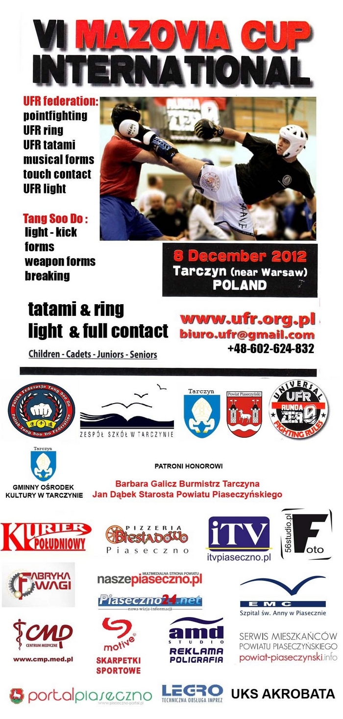 Mazovia Cup International 2012 - zaproszenie na międzynarodowy turniej sztuk walki w Tarczynie