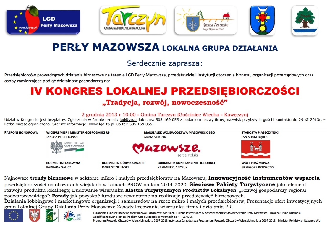 Tradycja, rozwój, nowoczesność Kongres Lokalnej Przedsiębiorczości w Kawęczynie