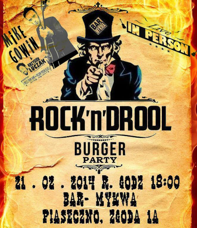 Rock'n'Drool Burger Party koncert Mike Gowin i Krzysiek Łuczak Duo w barze Mykwa Piaseczno