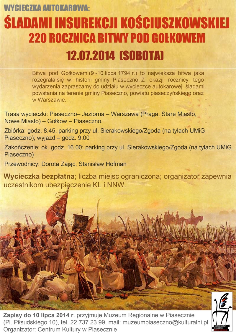 Śladami Insurekcji Kościuszkowskiej 220 rocznica bitwy pod Gołkowem
