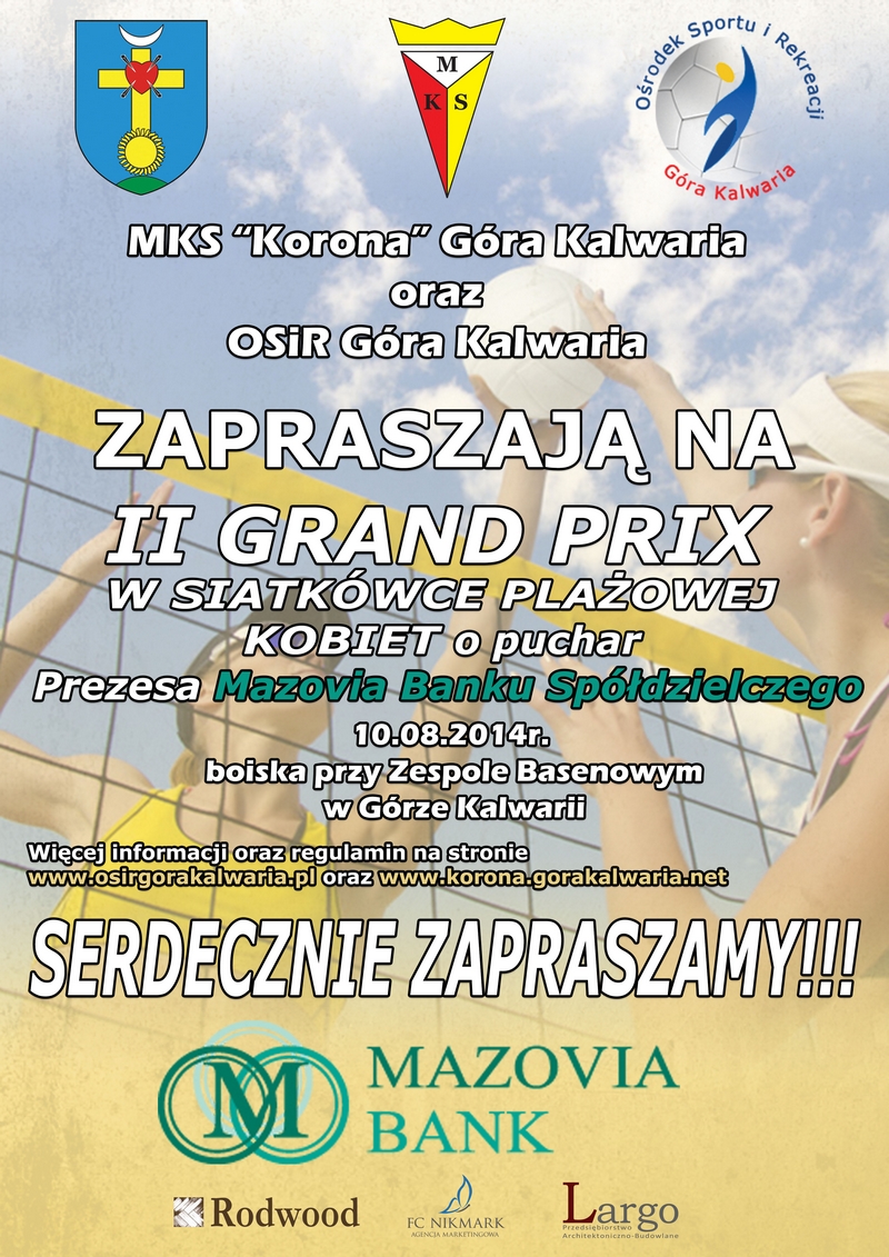 Grand Prix w siatkówce plażowej kobiet o Puchar Prezesa Mazovia Banku Spółdzielczego 2014