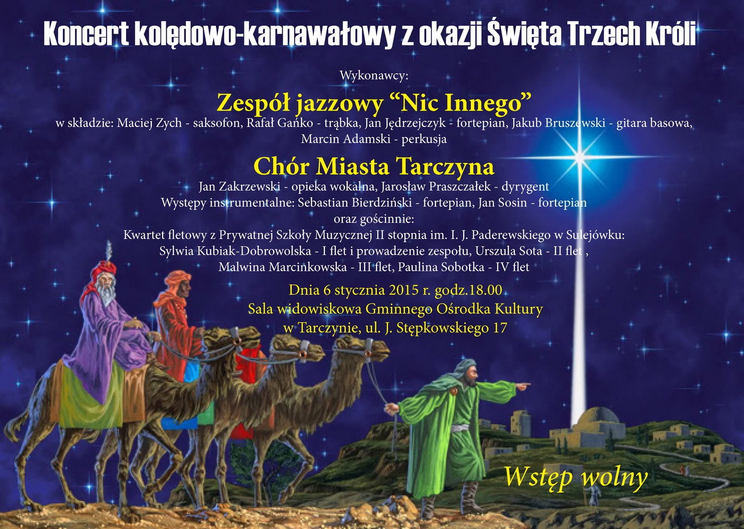 Koncert kolędowo-karnawałowy z okazji Święta Trzech Króli w Tarczynie
