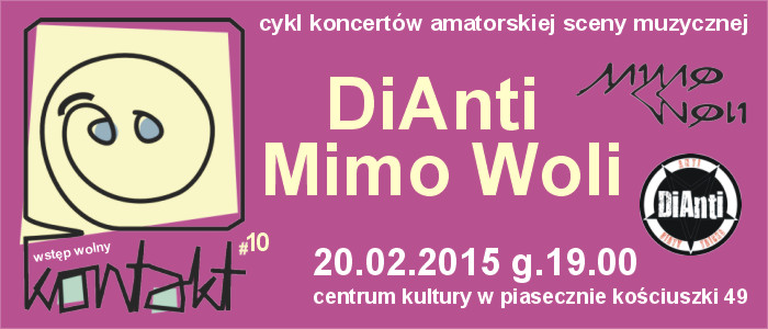 DiAnti i Mimo Woli zagrają koncert na KONTAKT #10 w Piasecznie