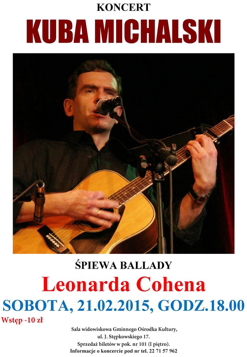 Kuba Michalski zagra Ballady Leonarda Cohena w Tarczynie