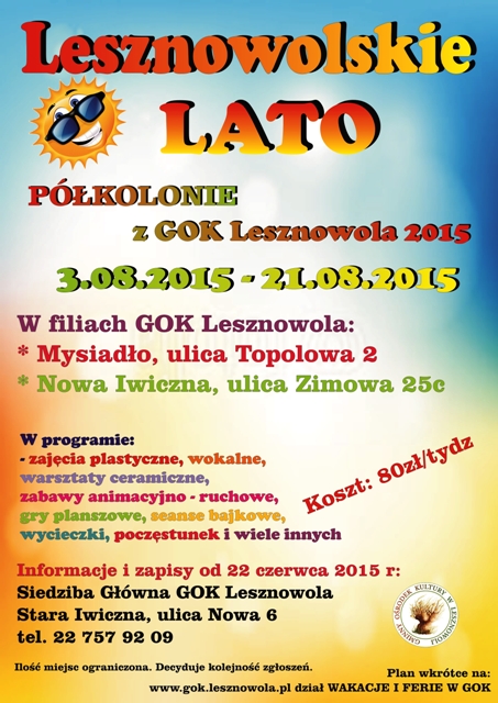 Lesznowolskie Lato Półkolonie w GOK Lesznowola - sierpień 2015