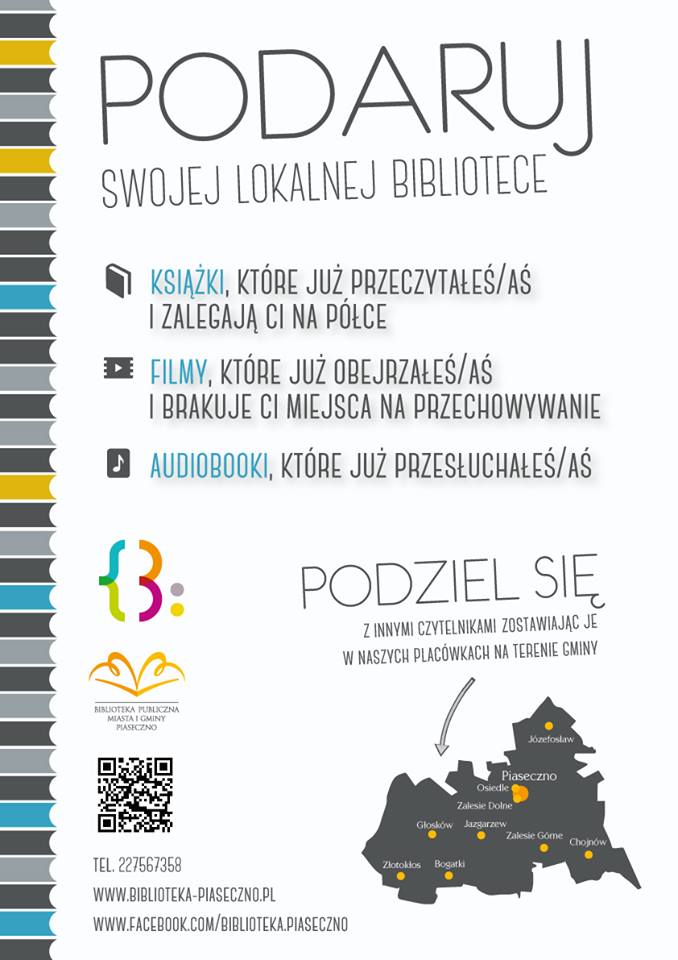 Podaruj książki, filmy i audiobooki bibliotece na terenie gminy Piaseczno