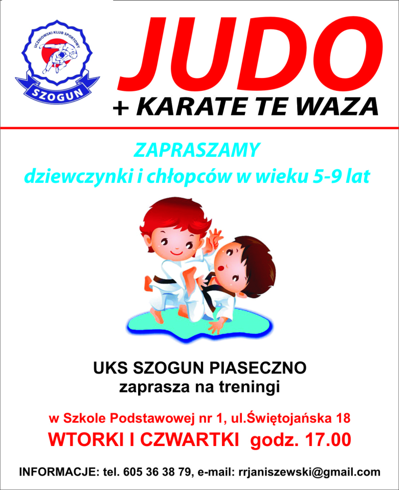 Treningi judo i karate te waza dla dzieci w wieku 5-9 lat w UKS Szogun Piaseczno