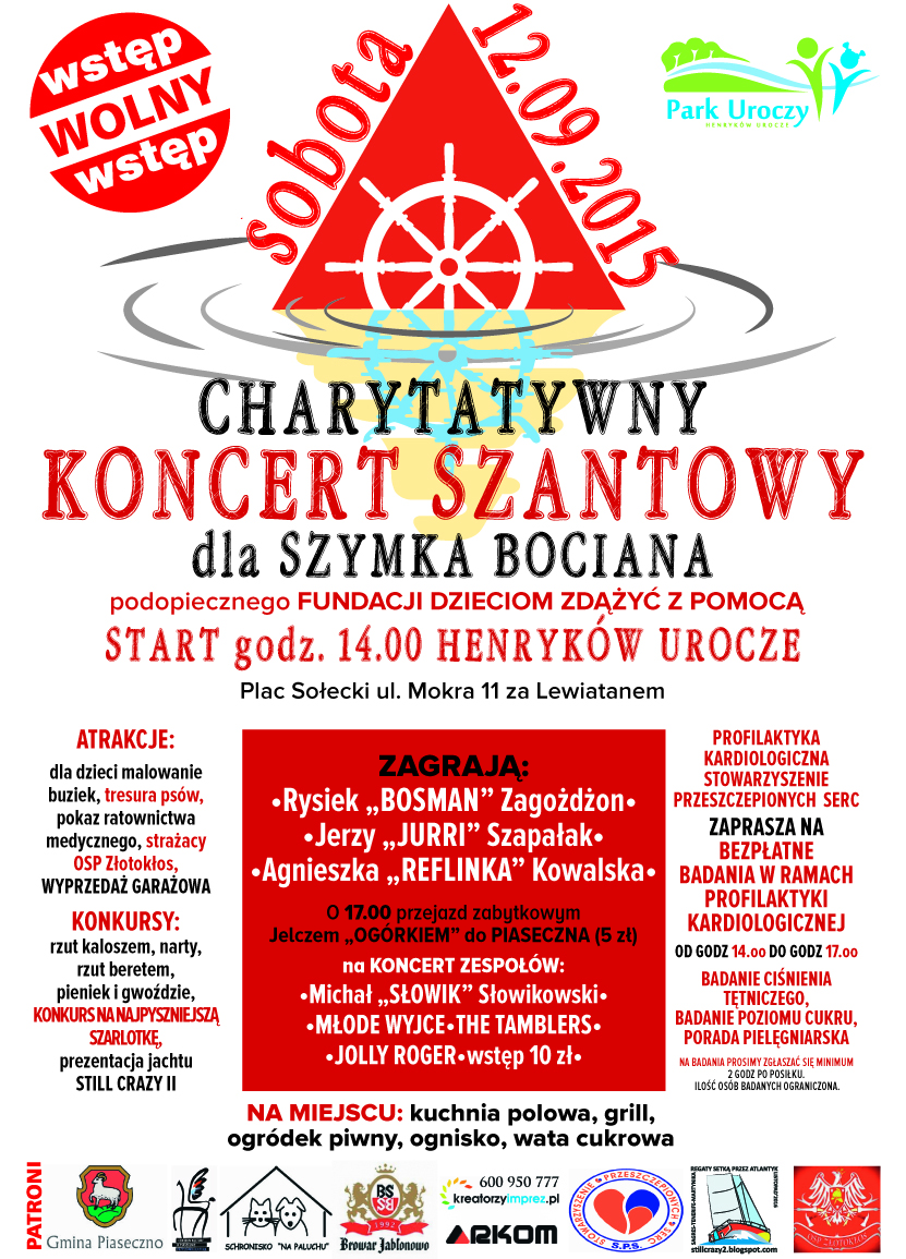 Charytatywny koncert szantowy dla Szymka Bociana w Henrykowie Uroczu i Piasecznie