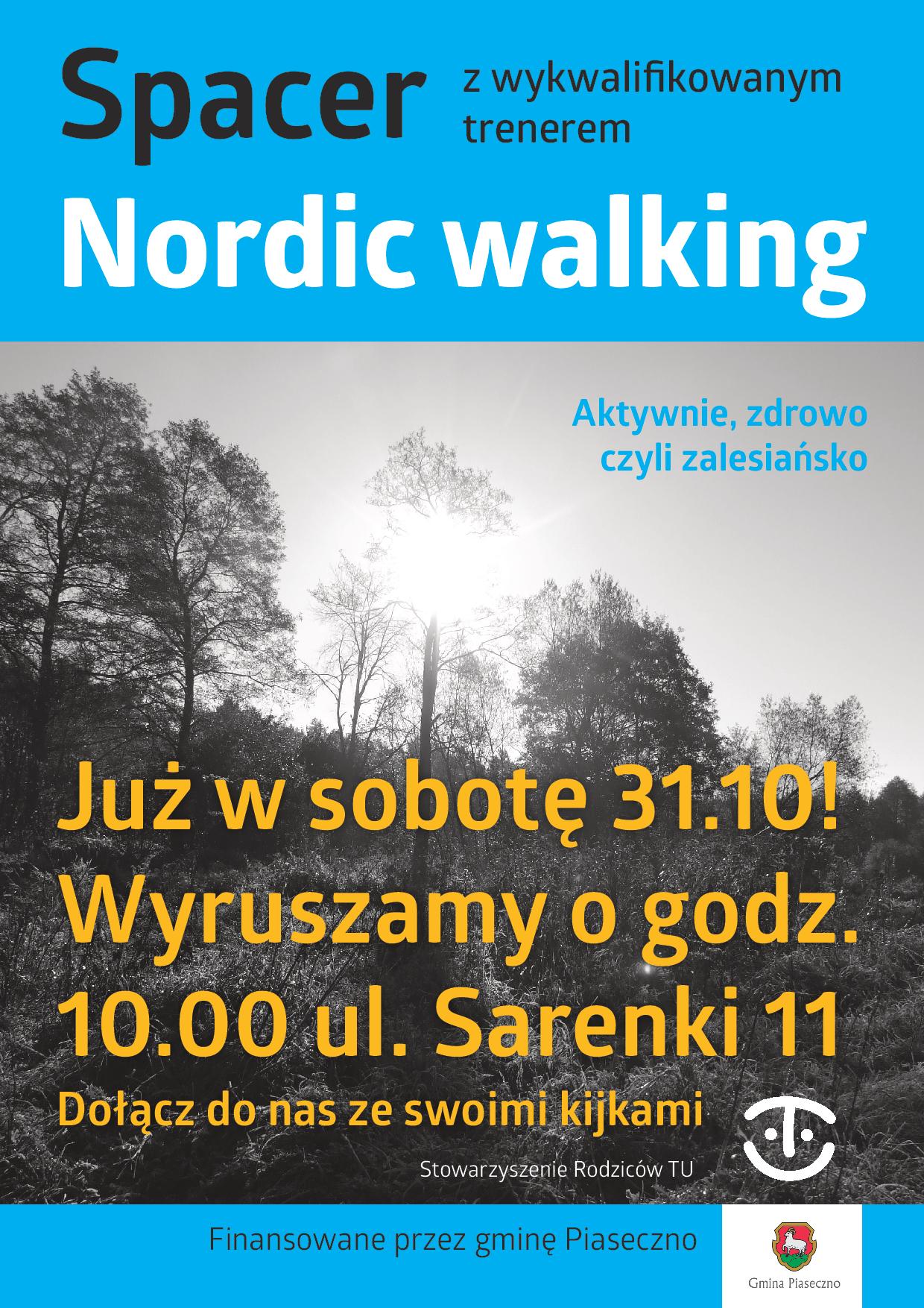 Sobotni spacer Nordic Walking z trenerem w Zalesiu Górnym