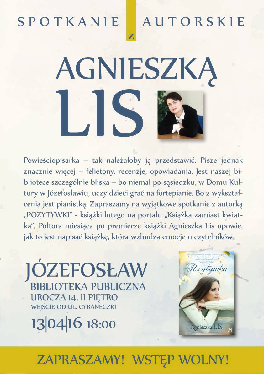 Spotkanie autorskie z Agnieszką Lis w Bibliotece w Józefosławiu 