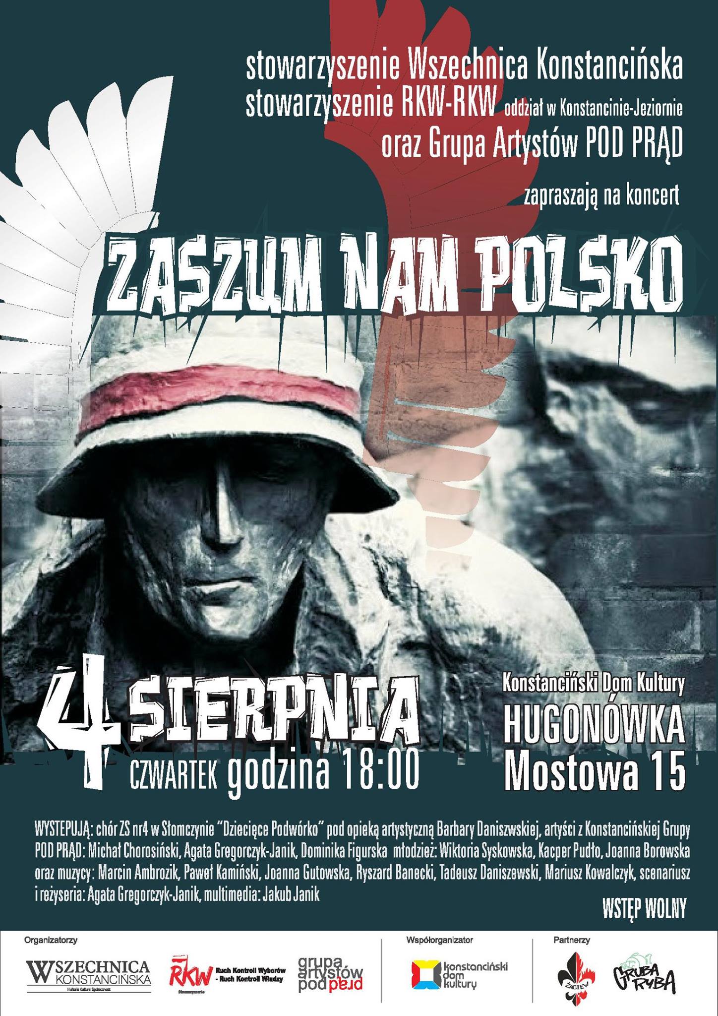 Koncert Zaszum nam Polsko w wykonaniu konstancińskiej młodzieży i aktorów Grupy POD PRĄD