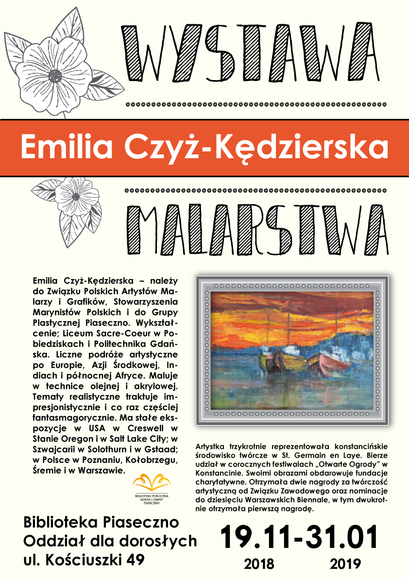 Wystawa malarstwa Pani Emilii Czyż-Kędzierskiej w Piasecznie