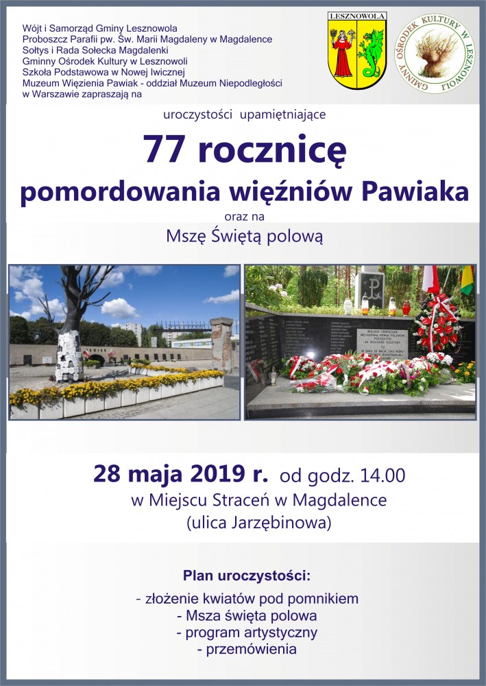 77. rocznica rozstrzelania więźniów Pawiaka - Magdalenka 