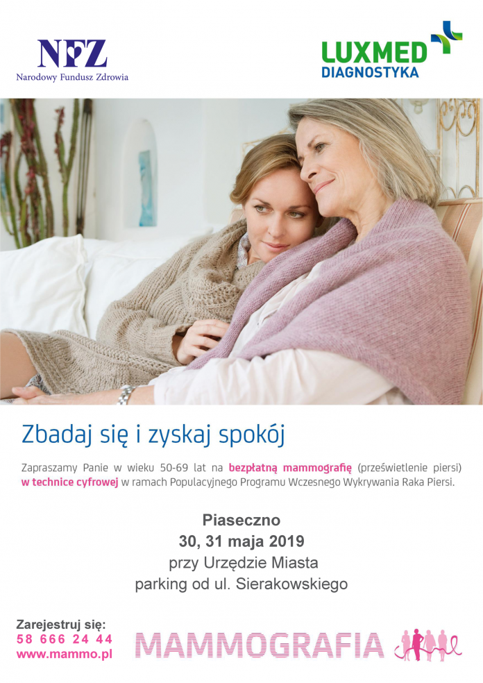 Bezpłatne badania mammograficzne dla kobiet w Piasecznie